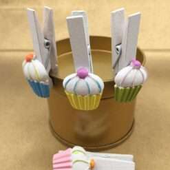 Bomboniera Molletta con Cupcake - Gadget Festa di Compleanno Stock 15 Pezzi