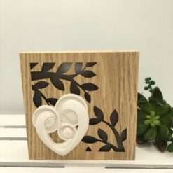 Quadretto Legno Led Icona Sacra Famiglia 12x12