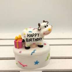 3 PZ Bomboniera Compleanno Scatolina Mucca "Happy Birthday"