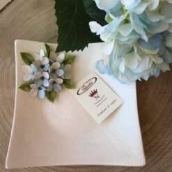Piatto Quadrato con Ortensie Porcellana Capodimonte