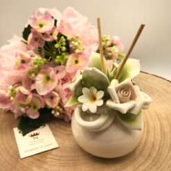Profumatore Tondo con Rose e Foglie Porcellana Capodimonte