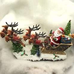 Carillon Slitta Babbo Natale con Movimento Luci e Musica - Natale, Le Stelle