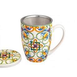 Mug Medicea Giglio New Bone China con Infusore Inox Brandani