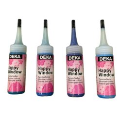 Stock 9 pz Colore per Vetro Staccabile 30 ml Happy Window - Blu, Blu Scuro, Celeste e Turchese