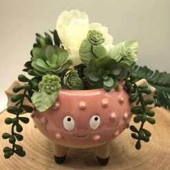 Bomboniera Battesimo Comunione Pesce Palla Portapiantina Rosa in Ceramica 19x12 - AD Emozioni