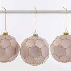 Set 3 Palline di Natale in Vetro Rosa e Oro Ø 10 - Le Stelle