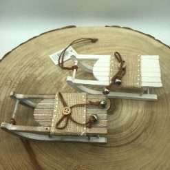 Addobbo Natalizio Slitta in Legno con Campanello