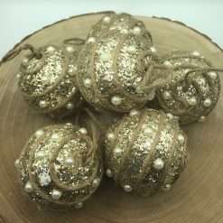 Pallina Natalizia Glitter Oro Set 6 Pezzi