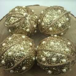 Pallina Natalizia Glitter Oro Set 4 Pezzi