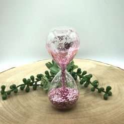 Bomboniera Comunione Compleanno Matrimonio Clessidra con Glitter Rosa 5x13 - AD Emozioni