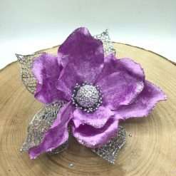 STOCK 6 Magnolie Viola in Velluto Decorazione Natalizia o Home Decor