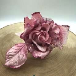 STOCK 6 Rose Rosa in Tessuto Decorazione Natalizia o Home Decor