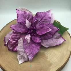STOCK 4 Stelle di Natale Viola in Velluto con Mollettina Decorazione Natalizia o Home Decor