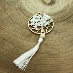 Bomboniera Comunione Matrimonio Applicazione in Legno con Nappina, Bianco