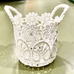 Mini Cestino in Macramè - Bomboniera Matrimonio, Comunione, Cresima