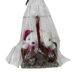 Cestino Vimini con Peluche Orsetti Natalizi