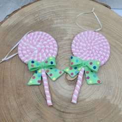 Appendino Lecca Lecca Rosa con Glitter - Decorazioni Natalizie