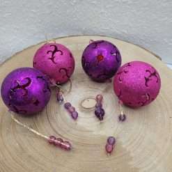 STOCK 13 Palline di Natale Viola e Fucsia con Glitter Ø 5,5