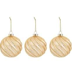 Set 5 Pz Pallina Oro in Vetro con Glitter Ø 8 - Decorazioni Natalizie