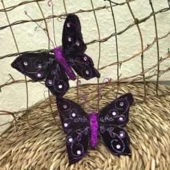 Set 4 Mollette Farfalla Viola con Strass e Glitter - Decorazione Natalizia, Home Decor
