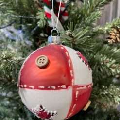 Set 6 Pz Pallina Bianca e Rossa con Bottoni Ø 8 - Decorazioni Natalizie