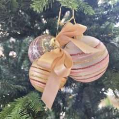 Set 12 Palline con Glitter Rosa e Oro - Decorazioni Natalizie