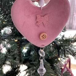 Set 3 Pendagli Rosa in Tessuto - Decorazioni Natalizie