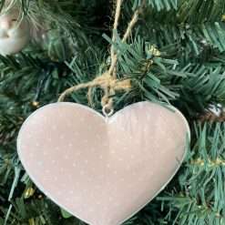 Set 2 Pz Pendaglio Cuore con Pois - Decorazioni Natalizie
