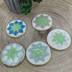 STOCK 5 PZ Calamita Tonda in Porcellana Decoro Mosaico