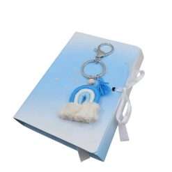 Bomboniera Comunione Compleanno - Portachiavi con Arcobaleno Azzurro e Confezione - Cupido & Co.