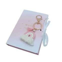 Bomboniera Comunione Compleanno - Portachiavi con Arcobaleno Rosa e Confezione - Cupido & Co.