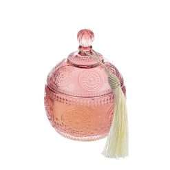 Bomboniera Comunione Matrimonio - Potiche Tonda Rosa Antico con Candela Profumata - Le Stelle