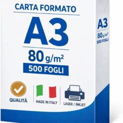 Carta per Fotocopie A3 80gr 500 fogli - 1 Risma - Locandine, Libretti, Elevato punto di bianco