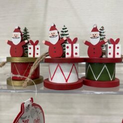 Set 3 Pezzi Appendino Tamburo con Babbo Natale- Decorazioni di Natale