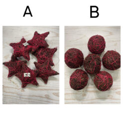 Stock 6pz Stelle e Palline Decorative in Rafia